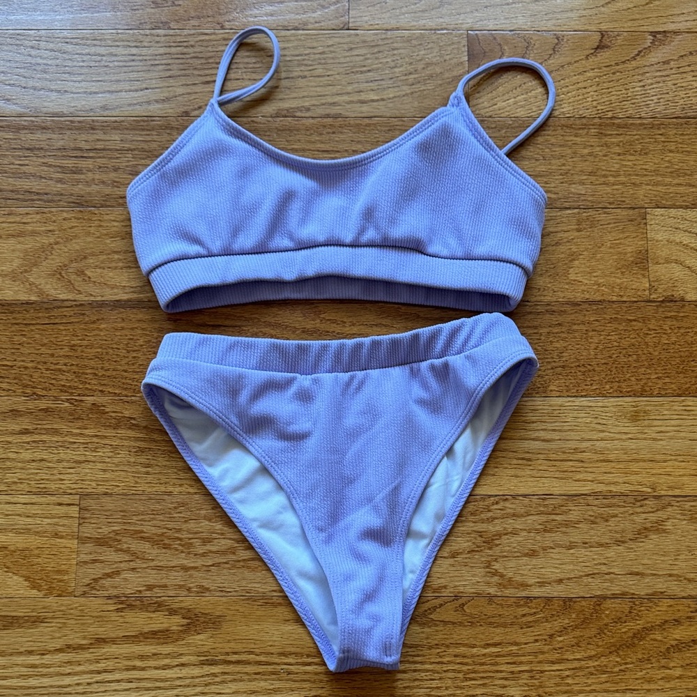 SHEIN Light Purple Textured Bikini